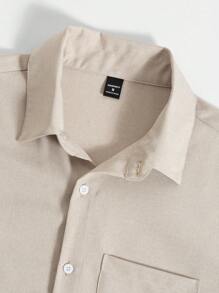 Manfinity RSRT Men's Holiday Casual Turn-Down Collar Linen Shirt Set - Apricot - View 6