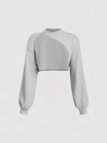SHEIN MOD 2pcs Women's Asymmetrical Casual Sweatshirt Set, Grey Fall Sweatshirts Women Two Pieces Sets Asymmetrical Top - Grey - View 7