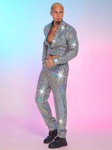 FeverCity Men's Plaid Short Suit Set - Multicolor - View 5