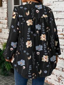 EMERY ROSE Plus Size Women Floral Print Long Sleeve Casual Blouse For Summer - Multicolor - View 2