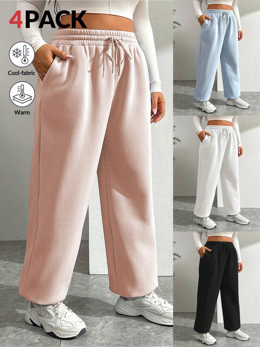 CovetEZ Plus Slant Pocket Drawstring Waist Sweatpants - Multicolor - View 1