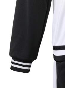 SHEIN Conjunto de 2 piezas de camisa polo de manga larga con bloques de color y pantalones para niño adolescente, estilo escolar de otoño/invierno, atuendos de vuelta al colegio