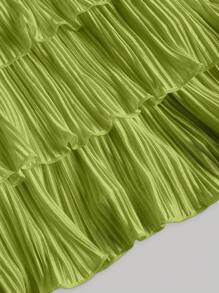 SHEIN MOD 夏季女孩白色褶皱荷叶边可爱浪漫衬衫