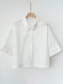 DAZY Áo sơ mi ngắn giản dị dành cho nữ - trắng - Xem 12
