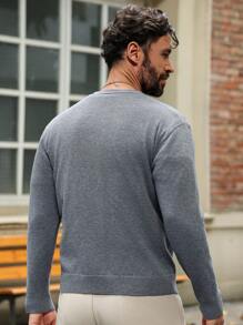 Manfinity Homme Men's Solid Color Button Front Long Sleeve Casual Shirt, For Fall Winter - Dark Grey - View 2