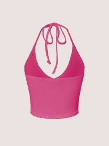 SHEIN PETITE Women's Solid Color Minimalist Daily Tie-Neck Camisole Top