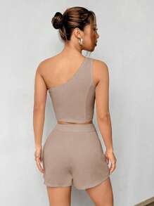 Flirla Women's Summer Solid Color Sleeveless Crop Top And Pleated Shorts Loose 2pcs Set