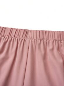 SHEIN TaskFit Plus Size Solid Color Double Pocket Scrub Top And Pants, Uniform 2-Piece Set - Dusty Pink - View 11