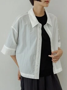 DAZY Áo sơ mi ngắn giản dị dành cho nữ - trắng - Xem 5