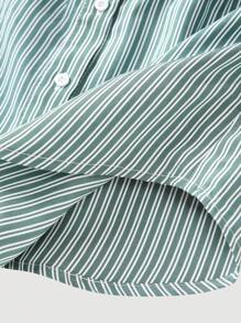 SHEIN MOD Ladies' Striped Bandeau Shirt-Style Top - Green - View 4