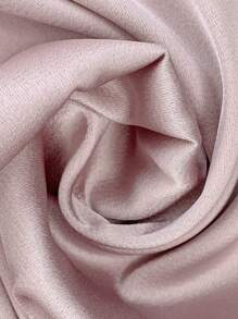 SHEIN CURVE+ Bộ 2 chiếc khăn choàng cổ màu trơn cỡ lớn có cổ áo dài tay và bộ quần dài - Rượu sâm banh - Xem 7