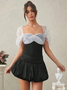 Hauture Bubble Hem Mini Skirt