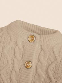 SHEIN 1 bộ áo liền quần dài tay vừa vặn + mũ cho bé - Màu be - Xem 5