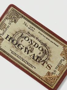 Harry Potter | ROMWE Hogwarts Pattern Portable ID Card Holder - Brown - View 6