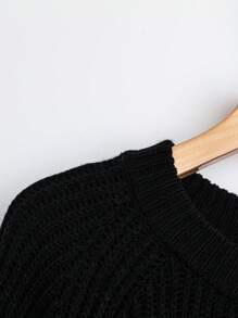 SHEIN LUNE 大码针织套装圆领长袖纯色简约毛衣和时尚休闲裤，适合冬季