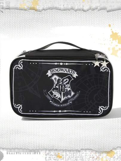 Harry Potter | ROMWE Hogwarts Badge Pattern Cosmetic Bag Set Of 3 For Travel And Storage