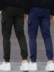 Manfinity Homme 男士休闲松紧腰紧身慢跑裤 - 彩色 - 查看 2