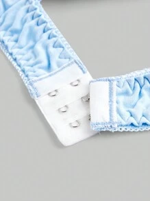 ROMWE Cute Plush Bear Wireless Bra Set, Kawaii - Blue - View 3