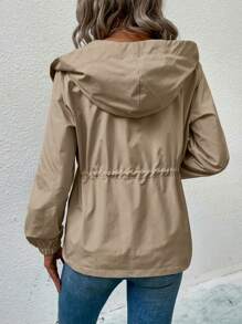 EMERY ROSE Women's Solid Color Casual Hooded Drawstring Long Sleeve Jacket Fall Winter Cloth For Women