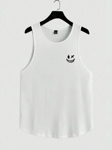 Manfinity Sporsity paquete múltiple de camisetas sin mangas para hombre con gráficos de dibujos animados lindos en azul, negro y blanco