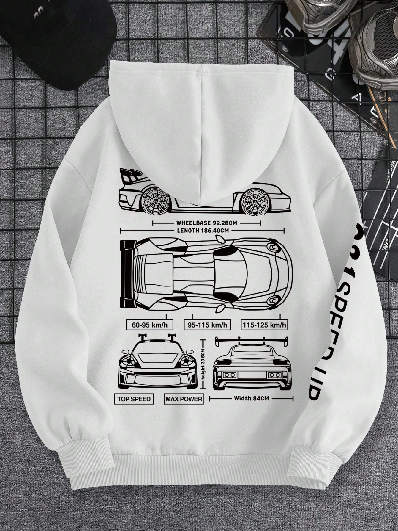 Manfinity Dauomo Plus Size Men's Front Zipper Letter Print Drawstring Hooded Sweatshirt Casual Daily Wear