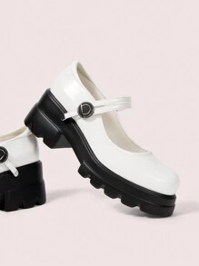 CUCCOO DOLLMOD 女士圆头厚底一脚蹬 PU 皮革休闲优雅正装乐福鞋圣诞节