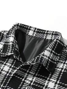 Manfinity Homme Chaqueta casual de manga larga con botones, cuello de solapa y bolsillos, con estampado a cuadros para hombres