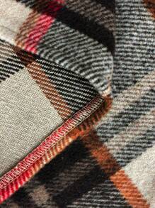 SHEIN Unity 大码格子印花休闲长袖夹克 - 卡其色 - 查看 6