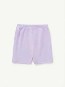 Cozy Pixies Baby Girl Knitted Soft Casual Solid Color Shorts 4pcs Set - Purple - View 2