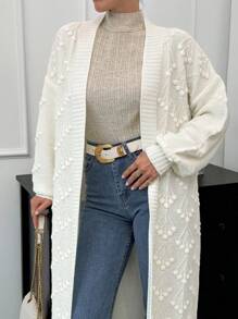 EURMUSE Special Pattern Maxi Long Cardigan - Apricot - View 2