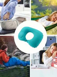 1 Piece PVC Self-Pressing Inflatable Travel Pillow, U-Shaped Neck Pillow, Ergonomic Head Pillow, Soft And Washable, Suitable For Camping, Travel, Planes, Trains, Cars, And Offices For Comfortable Sleep Anytime, Anywhere - Multicolor - View 3