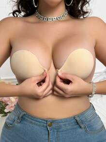 1 pieza Sujetador adhesivo de unicolor minimalista de talla grande para mujeres