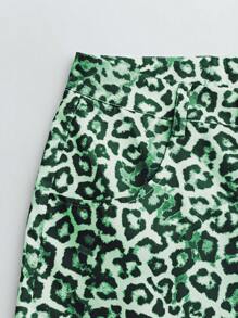 Zolique Women's Leopard Print Casual Trousers Fall Cloth For Women - Green - View 4