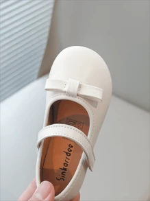 1pair Girls' Bowknot Design Flat Shoes, Suitable For Spring And Summer