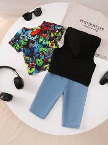 Ensemble de 2 pièces Top + Jeans et cool pour bébés garçons - Multicolore - Voir 2