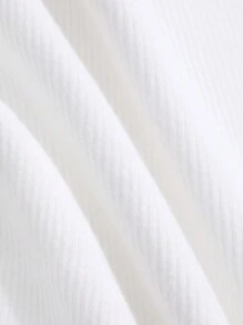 DAZY Jersey ajustado con hombros descubiertos para mujer, nueva llegada de otoño, top con hombros descubiertos - Blanco - Ver 6