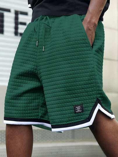 AXEPEAK 男士夏季抽绳腰字母图案休闲运动短裤，时尚百搭，适合篮球、学校、街头风格