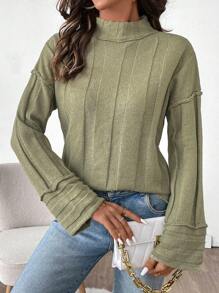 Chiquease 女士纯色落肩长袖超大休闲毛衣，秋冬