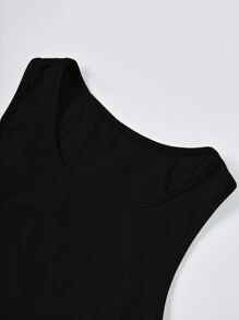 Breezaya 2 piezas Conjunto casual de verano para mujer, top sin mangas y falda ajustado, negro - Negro - Ver 4
