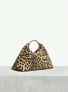 SHEIN SXY 女士，女式手提包，时尚，简约，精致，优雅，豹纹，适合鸡尾酒会、派对、舞会、俱乐部、约会、生日、晚会、约会之夜、购物、下午茶 - 棕色 - 查看 3