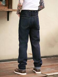 Manfinity Homme Men Slant Pocket Straight Leg Baggy Jeans - Dark Wash - View 2