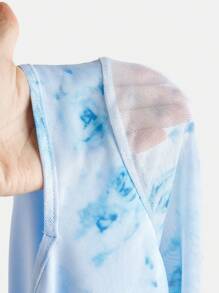 SHEIN Girlism Tween Girls' Ditsy Floral Square Neck Fitted Cropped Bell Sleeve Casual T-Shirt - Baby Blue - View 6