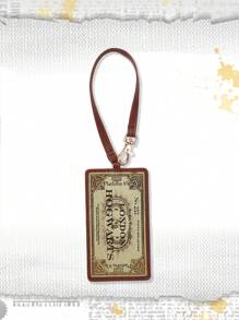 Harry Potter | ROMWE Hogwarts Pattern Portable ID Card Holder - Brown - View 3