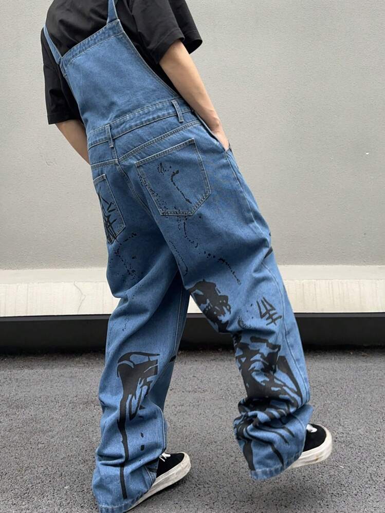 Manfinity Roghcode Men Plain Rapper Graffiti Street Wear Loose Fit