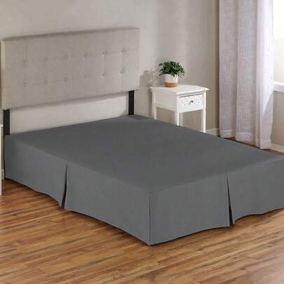 1pc Solid Color Bed Skirt, 100% Polyester Fabric, 5 Straight Pleated Ruffles, Soft & Skin-Friendly, Used To Cover Underbed Storage, Suitable For Bedroom/Dormitory