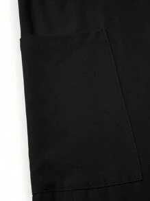 TaskEZ 2 件大码 V 领休闲日常装夏季短袖上衣和裤子套装，大码制服和工作服 - 黑色 - 查看 13