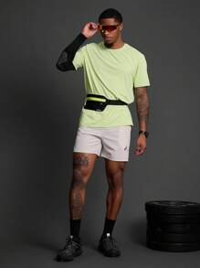 Manfinity Sport Polished Boyfriend Style Men Letter Print Short Sleeve Sports T-Shirt