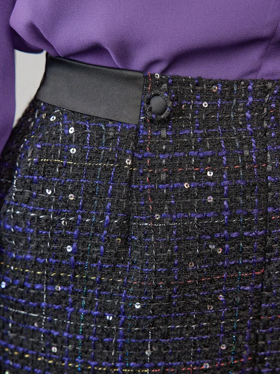 MOTF WOOL TWEED SEQUIN SLANT POCKET SHORTS