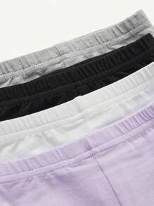 Cozy Pixies Baby Girl Knitted Soft Casual Solid Color Shorts 4pcs Set - Purple - View 3