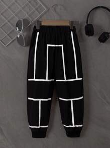 SHEIN 1 Quần Dài Sọc Dạ Quang Thường Ngày Cho Bé Gái Mới Tập Đi - màu đen - Xem 1